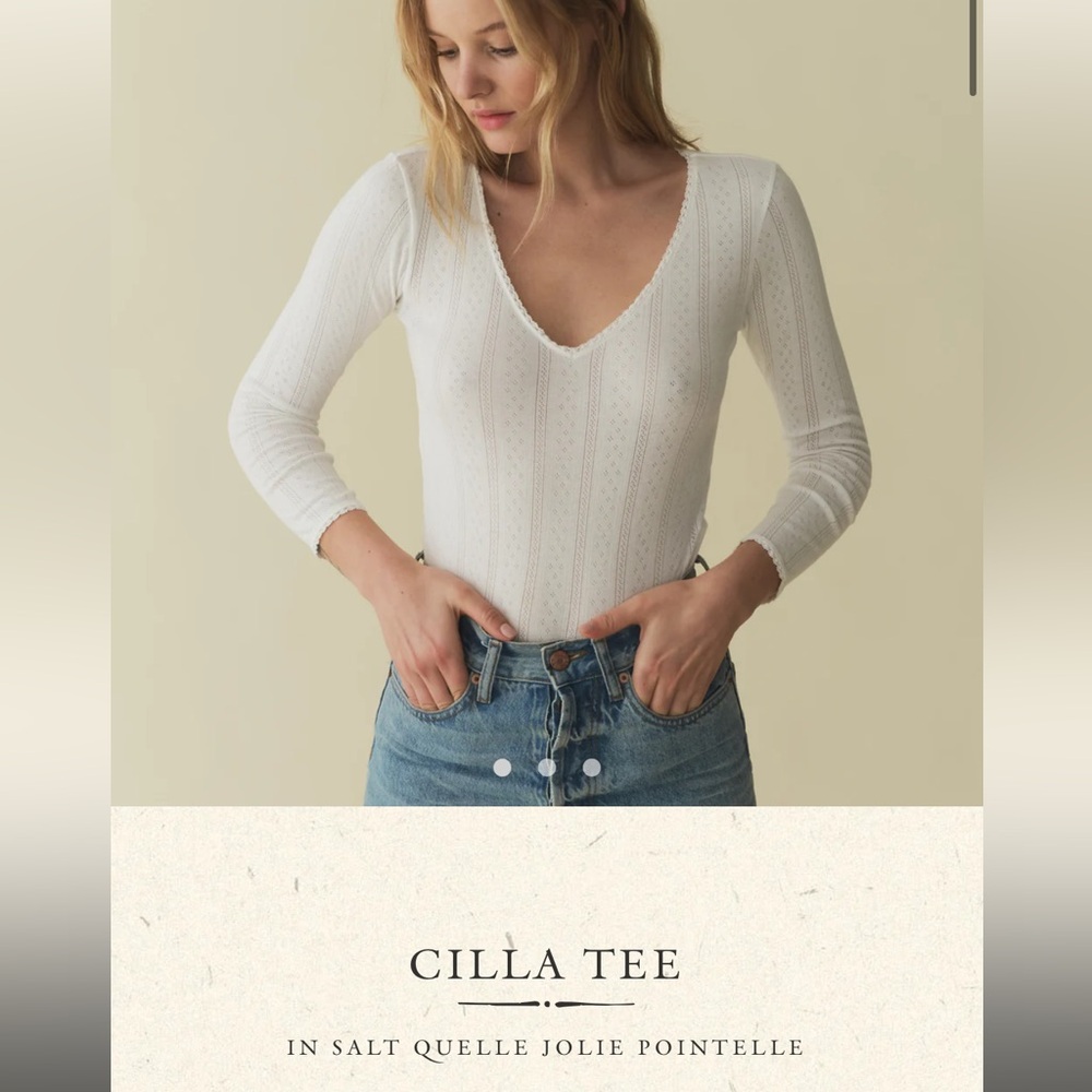 Doen Cilla Tee IN SALT QUELLE JOLIE POINTELLE size XS NWT